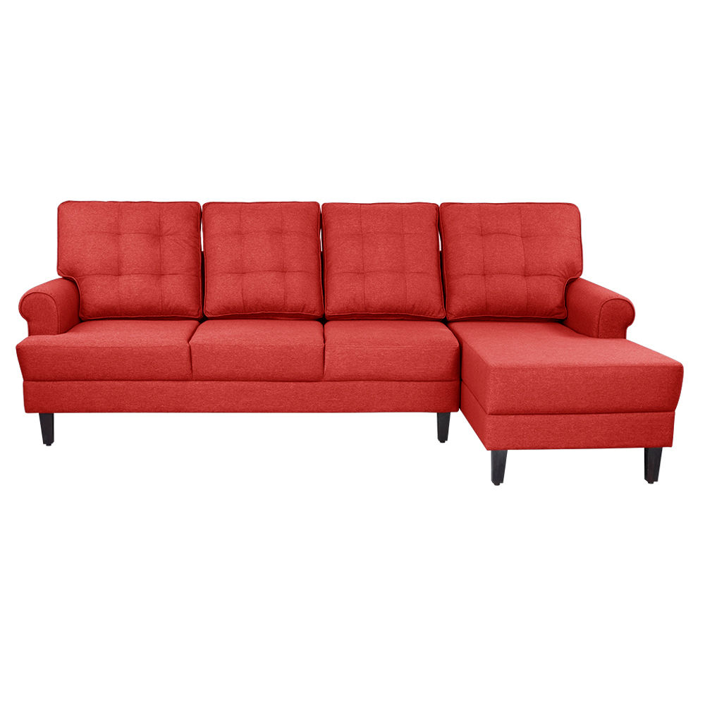 Wakefit Dreamer L - Shape Sofa Set (3 Seater + Right Aligned Chaise) - Omega Red